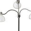 69" Silver Three Light Tree Floor Lamp With White Plastic Bowl Shade