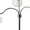 69" Silver Three Light Tree Floor Lamp With White Plastic Bowl Shade