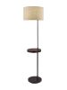64" Beige And Black Tray Table Floor Lamp With Beige Fabric Drum Shade