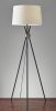 60" Black And White Tripod Floor Lamp With White Fabric Empire Shade