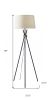 60" Black And White Tripod Floor Lamp With White Fabric Empire Shade