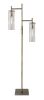 64" Brass Two Light Novelty Floor Lamp With Clear Glass Drum Shade
