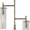64" Brass Two Light Novelty Floor Lamp With Clear Glass Drum Shade