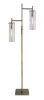 64" Brass Two Light Novelty Floor Lamp With Clear Glass Drum Shade