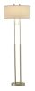62" Silver Metal Task Floor Lamp With White Fabric Drum Shade