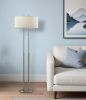 62" Silver Metal Task Floor Lamp With White Fabric Drum Shade