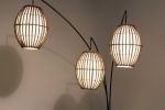 82" Bronze Three Light Tree Floor Lamp With Beige Wicker Cage Shade