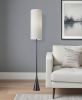 74" Black Floor Lamp With White Fabric Shade