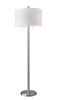 61" Silver Two Light Floor Lamp With White Fabric Drum Shade