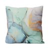 18" Blue and Green Marble Cotton Throw Pillow