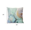 18" Blue and Green Marble Cotton Throw Pillow