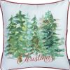 Set of Four 18" Green And White Fabric Throw Pillow Covers