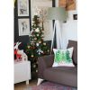 Set of Four 18" Green And White Fabric Throw Pillow Covers