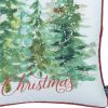 Set of Four 18" Green And White Fabric Throw Pillow Covers