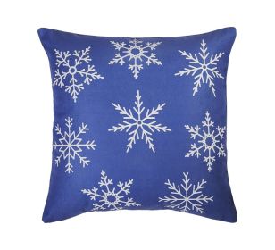 Set Of 4 18" Christmas Snowflakes Throw Pillow Cover In Blue
