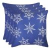 Set Of 4 18" Christmas Snowflakes Throw Pillow Cover In Blue
