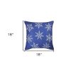 Set Of 4 18" Christmas Snowflakes Throw Pillow Cover In Blue