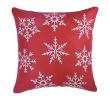 Set Of Four Red 18" Christmas Snowflakes Throw Pillow Covers