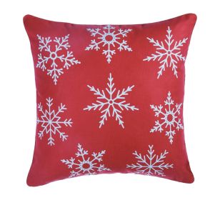 Set Of Four Red 18" Christmas Snowflakes Throw Pillow Covers