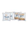 Set of Four 18" White Orange And Black Fabric Throw Pillow Covers