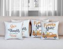 Set of Four 18" White Orange And Black Fabric Throw Pillow Covers