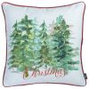 Set of Two 18" Green Red And White Christmas Christmas Trees Fabric Throw Pillow Covers