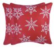 Set Of Two Red 18" Christmas Snowflakes Throw Pillow Covers
