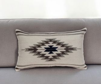12" X 20" Gray and Brown Cotton Throw Pillow