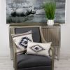 12" X 20" Gray and Brown Cotton Throw Pillow