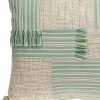 20" Beige And Mint Green Cotton Throw Pillow with Tassels And Texture