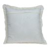 20" Blue and White Cotton Throw Pillow With Fringe