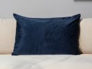 Inky Blue Velvet Lumbar Throw Pillow