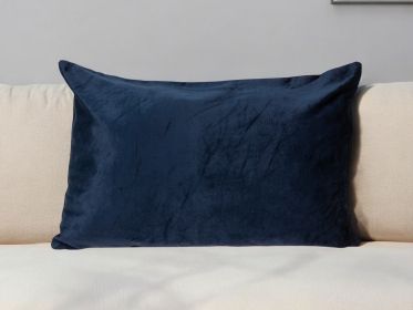 Inky Blue Velvet Lumbar Throw Pillow