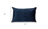 Inky Blue Velvet Lumbar Throw Pillow