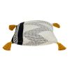 20" X 20" Beige and Black Cotton Throw Pillow With Tassels