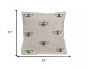 20" Beige Bumblebee Cotton Throw Pillow