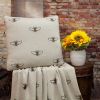 20" Beige Bumblebee Cotton Throw Pillow