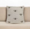 20" Beige Bumblebee Cotton Throw Pillow