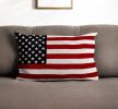 16" X 24" Red Blue and White Cotton Throw Pillow