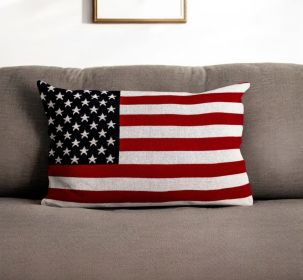 16" X 24" Red Blue and White Cotton Throw Pillow