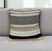18" Black White And Tan Textured Pillow