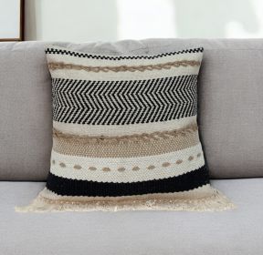 18" Black White And Tan Textured Pillow