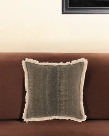 Textured Cotton Charcoal Accent Throw Pillow