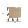 13" X 33" Gray Polyester Blend Throw Pillow With Tassels