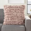 20" Light Pink Cotton Blend Shag Throw Pillow