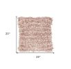 20" Light Pink Cotton Blend Shag Throw Pillow