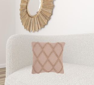 18" Blush Geometric Cotton Blend Throw Pillow