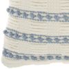 18" Pale Blue And Ivory Textured Stripes Throw Pillow
