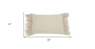 Wide Tasseled Marble Yellow Lumbar Pillow