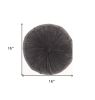 16" Dark Gray Round Tufted Velvet Throw Pillow